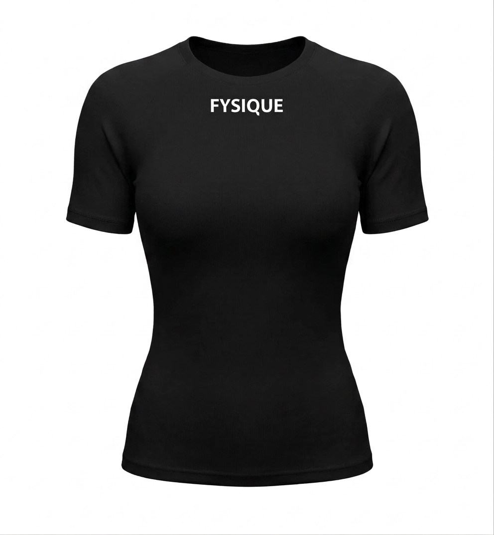 Womens black short sleeve compression T-shirt